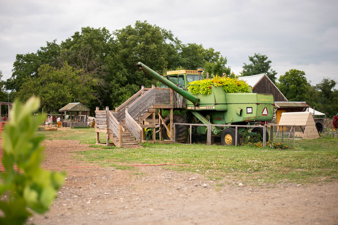 Snader & Emily Engagement Shoot tractor with stairs