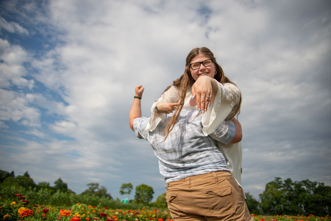 Snader & Emily Engagement Shoot Over the Shoulder Catch
